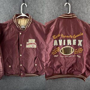 VTG Avirex Bomber Varsity Jacket Red Football 1990 1991 World Championship Large